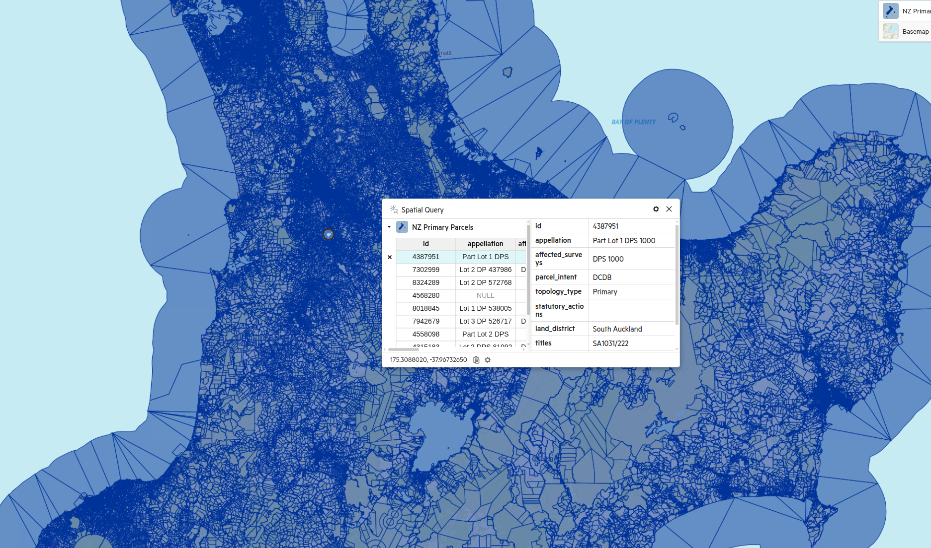 GIS Address mapping data showing property boundaries and address information